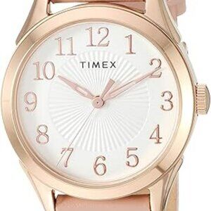 Timex Women's TW2T66500 Briarwood 28mm Pink/Rose Gold Genuine Leather Strap Watc